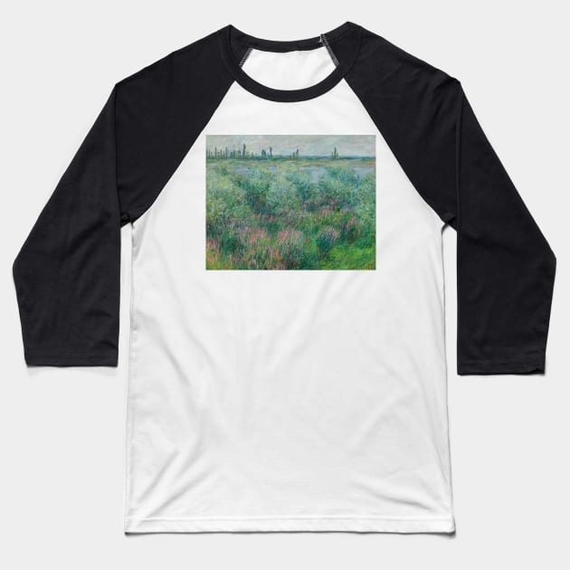 Berges De La Seine Pres De Vetheuil by Claude Monet Baseball T-Shirt by Classic Art Stall